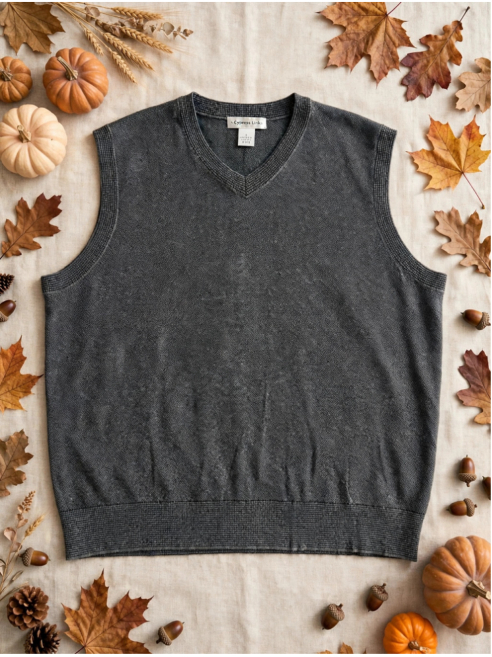 Cypress Links Men’s Gray Sweater Vest Size L #preppy #golf #layer